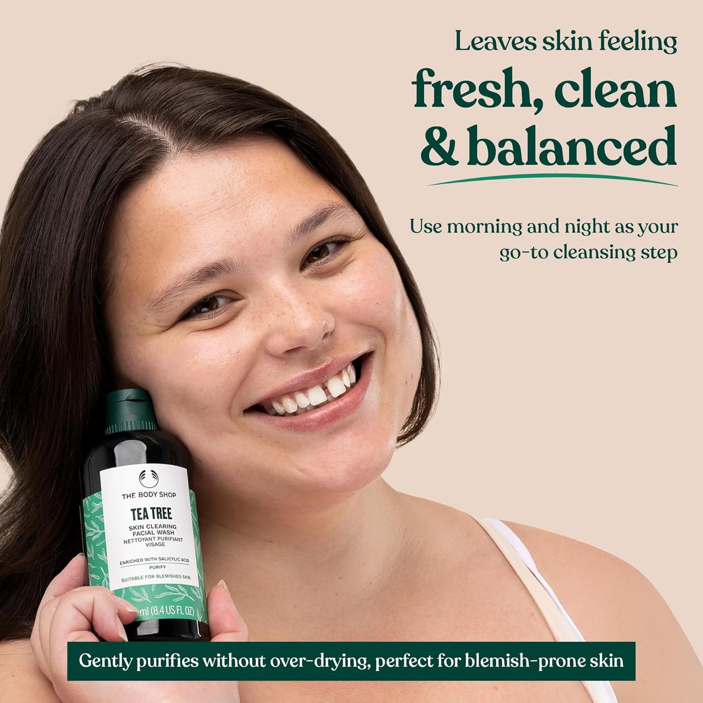 Tea Tree Skin Clearing Facial Wash - Purifying Vegan Cleanser for Oily and Blemished Skin - 8.4 Oz