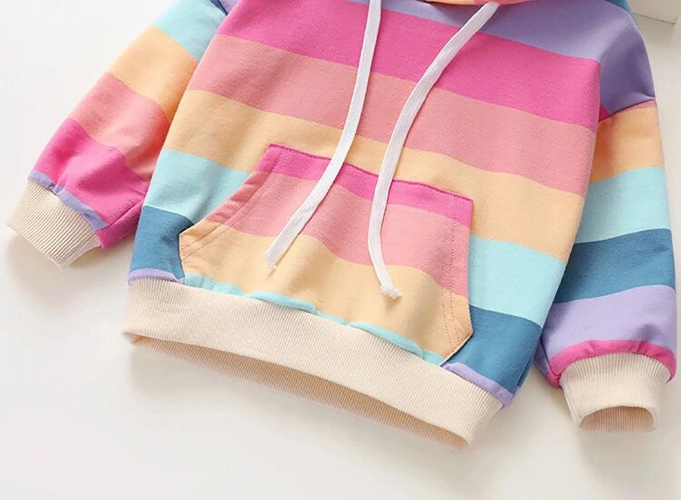 Lovebay Kids Girl Rainbow Pullover Hoodies Casual Hooded Sweatshirts Jumper Hoody Sweater Tops