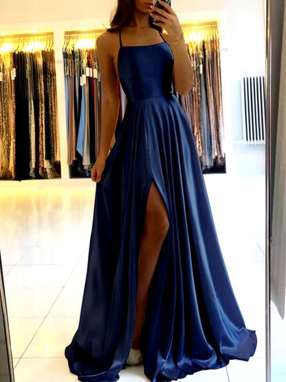 Burgundy Satin Beach Maxi Women Dress for Christmas Sexy Side Slit Adjustable Straps Evening Prom Dress Cheap Bridesmaid Dresses