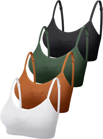 4 Pieces Bralette Neck Cami Bra Wireless Tank Top Sports Bra for Women