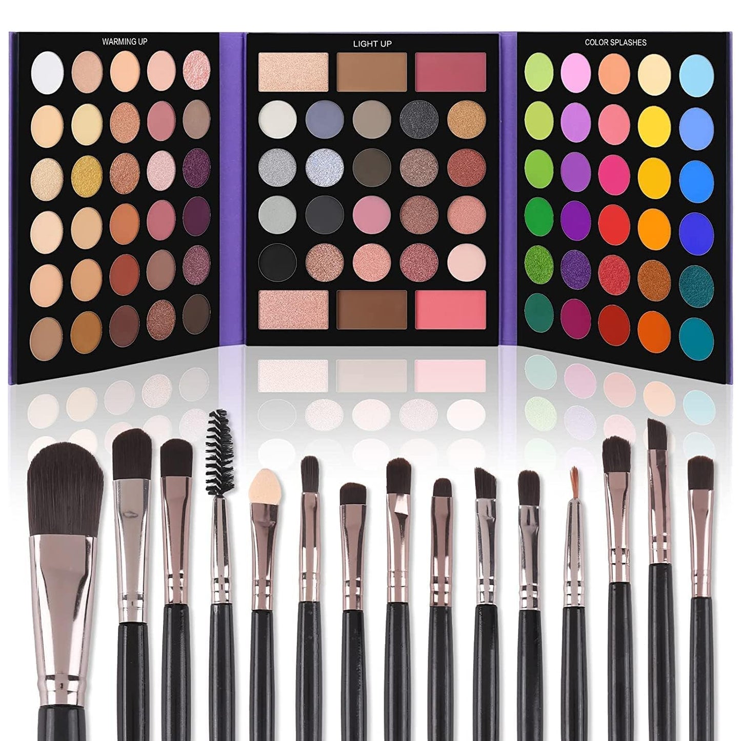86-Color Eyeshadow Palette with 15-Piece Brush Set, Pigmented Matte and Shimmer Shades, Ideal Valentine's Day Gift, Complete Makeup Kit with Highlighter, Contour, and Blush Brushes