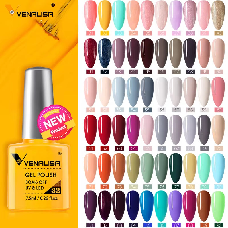 Nail Gel Polish Semi Permanent Gellack Nail Art Salon 120 Color Glitter 7.5Ml Soak off Organic UV LED Nail Gel Varnish