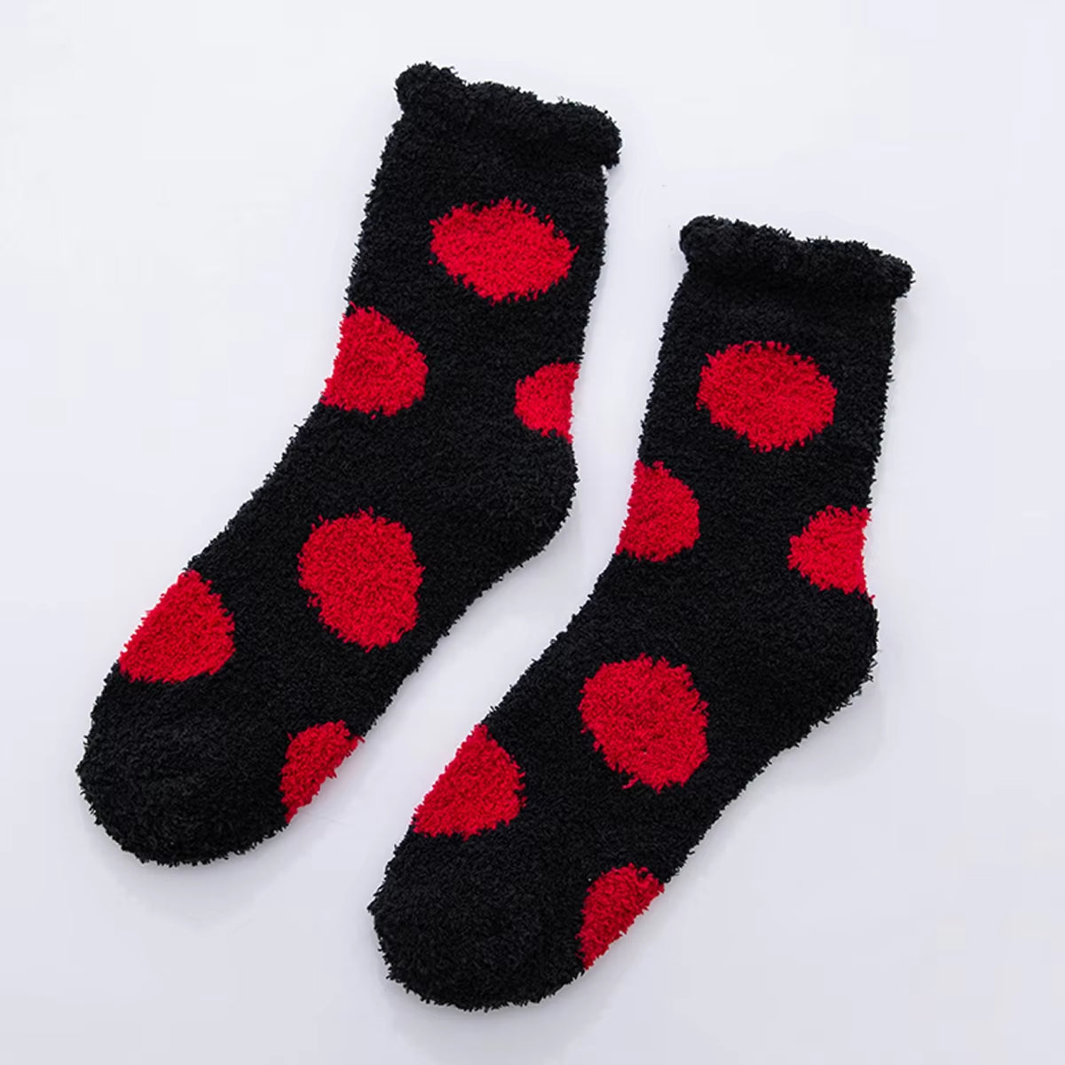 2 Pairs Cute Cow Spots Print Socks, Thickened & Warm Coral Fleece Socks, Women'S Stockings & Hosiery